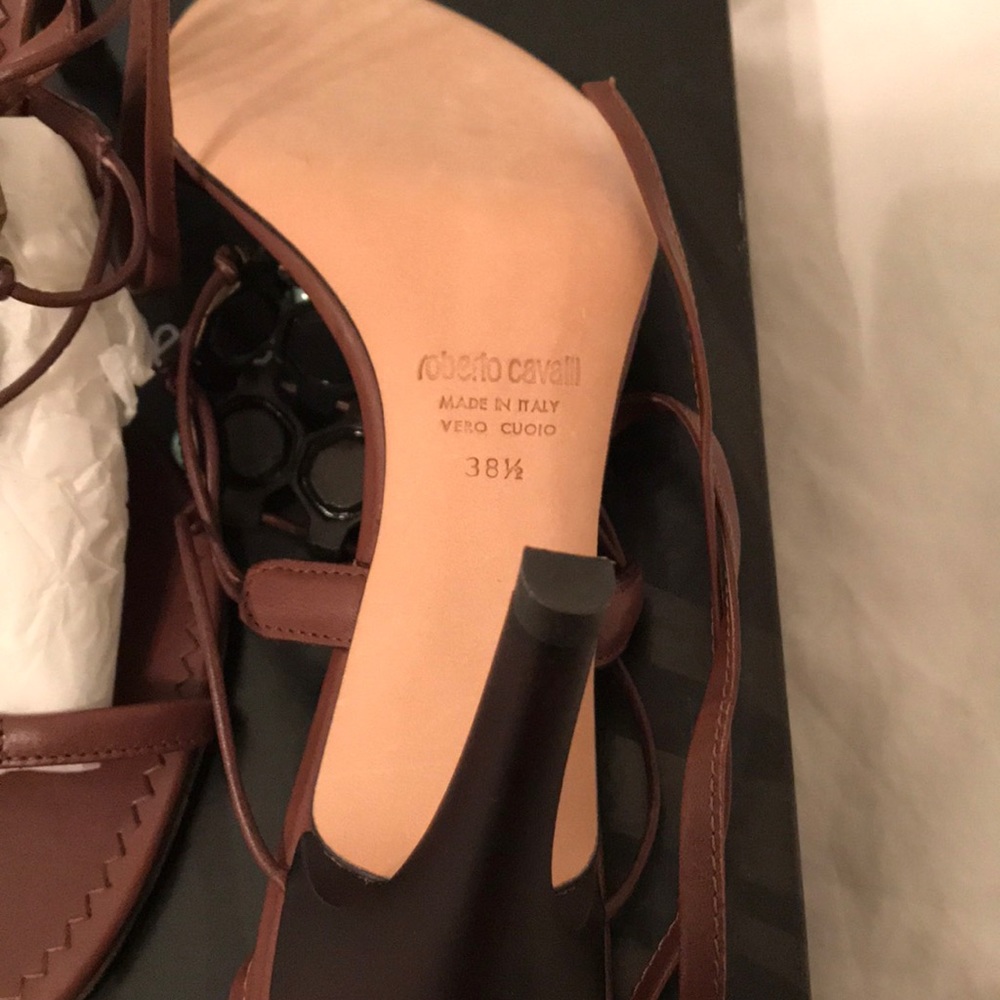 Roberto Cavalli Brown Heels Size 38 1/2 NWT - Picture 8 of 15